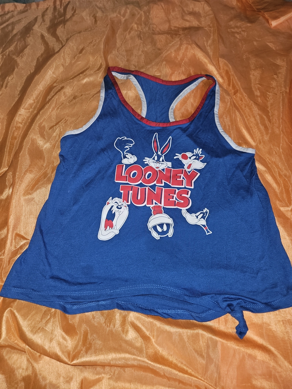 Looney Tunes Blue Graphic Racerback Tank with Side tie
